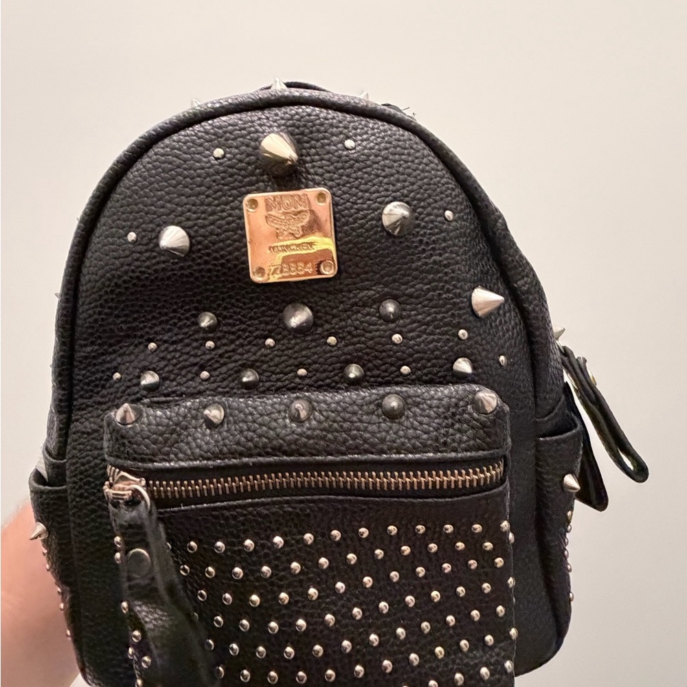MCM Black Backpack with Spikes & Studs